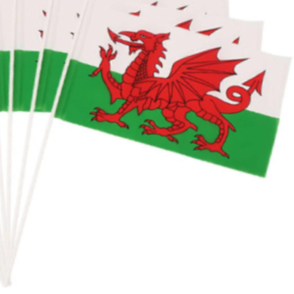 Pk 12 Welsh Dragon Wales Hand Waving Flags by Wicked AC-9614 | Karnival ...