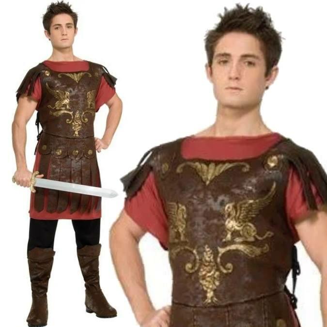 Economy Roman Gladiator Costume Adult Gold Red