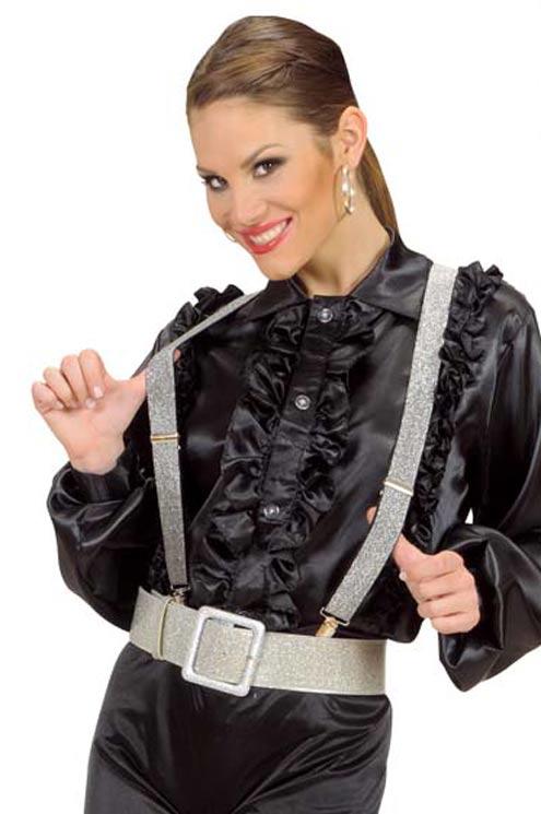 Silver Lurex Braces for Women by Widmann 8153S available here at Karnival Costumes online party shop