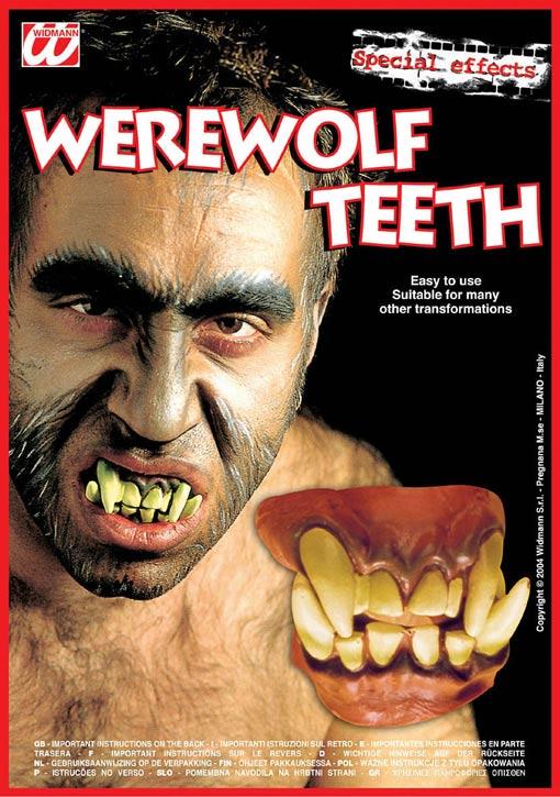 Werewolf Costume Teeth Upper & Lower Set by Widmann 4094F available here at Karnival Costumes online party shop