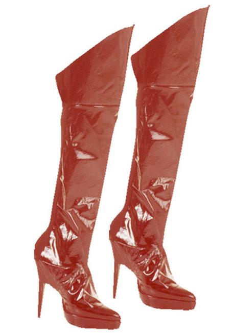Over the Knee Red PVC Boot Covers by Widmann 3482R and available from Karnival Costumes