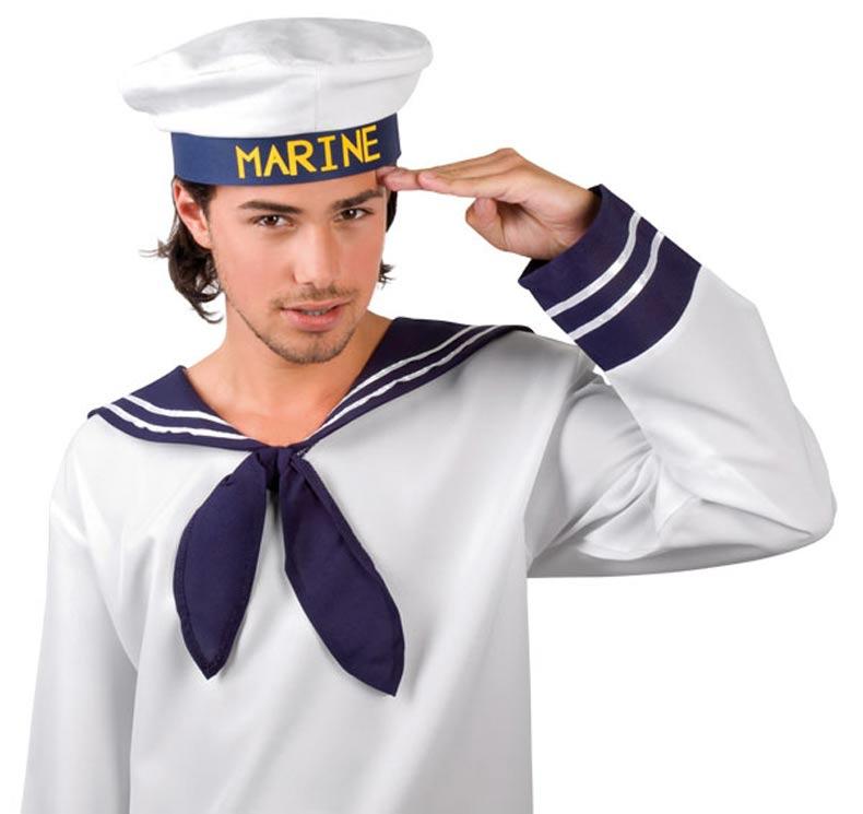 Sailor Cap with the wording "MARINE" across the hatband by Widmann 5681C available here at Karnival Costumes online party shop