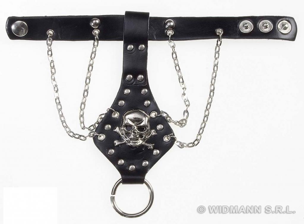 Studded Skull Fingerglove with Chains
