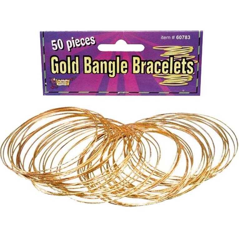 Gold Bangle Bracelets - pk 50 by Forum Novelties 60783 / BA1002 available here at Karnival Costumes online party shop
