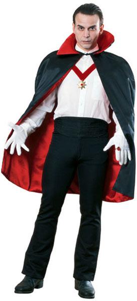 45" Deluxe Reversible Black and Red Satin Cape