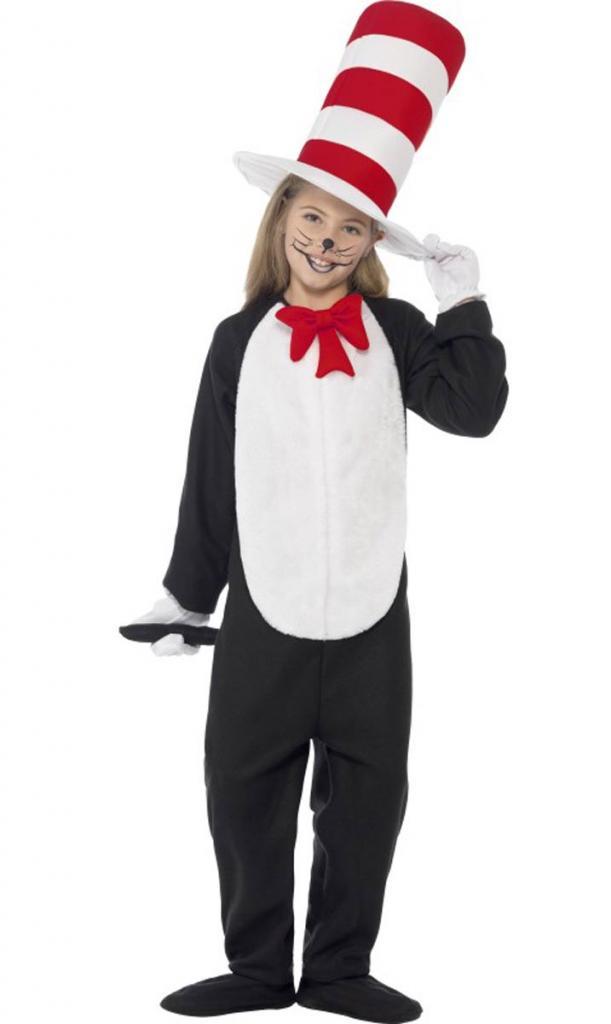 Unisex kid's Cat In The Hat Fancy Dress in sml, med and lrg available from Karnival Costumes online party shop