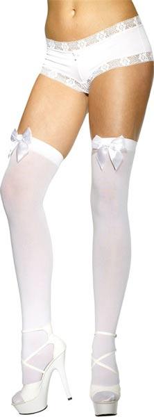Fever Collection White Hold-up Stockings with White Bows