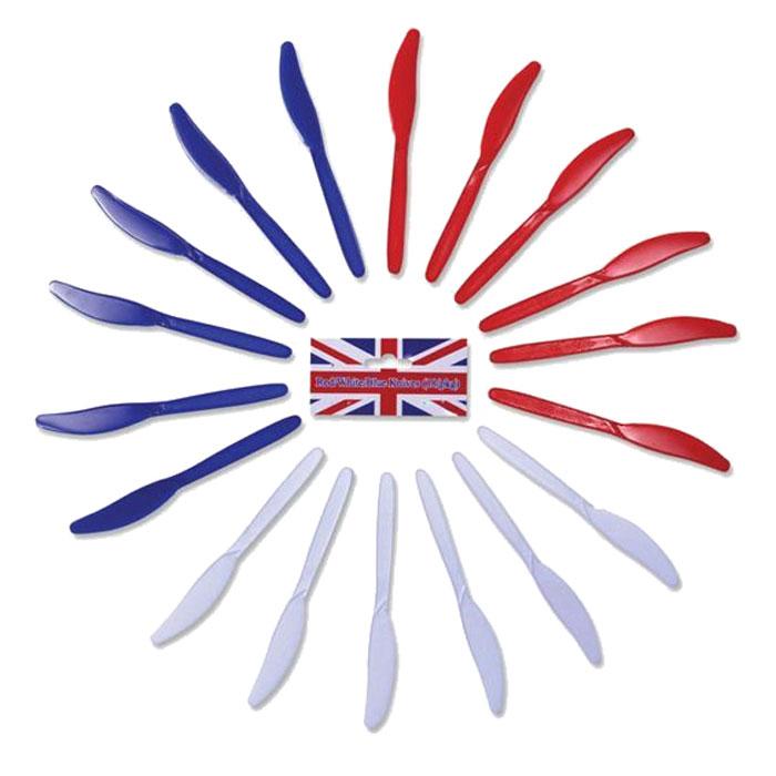 Red, White and Blue Reusable Plastic Cutlery Knives pk 18 by Bristol Novelties PG088 available here at Karnival Costumes online party shop