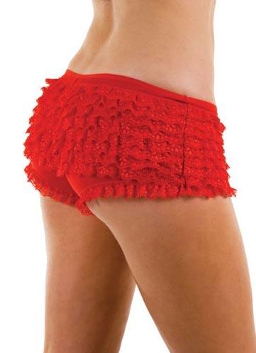 Deluxe Red Ruffle Lace Pants - Red Ruffled Shorts