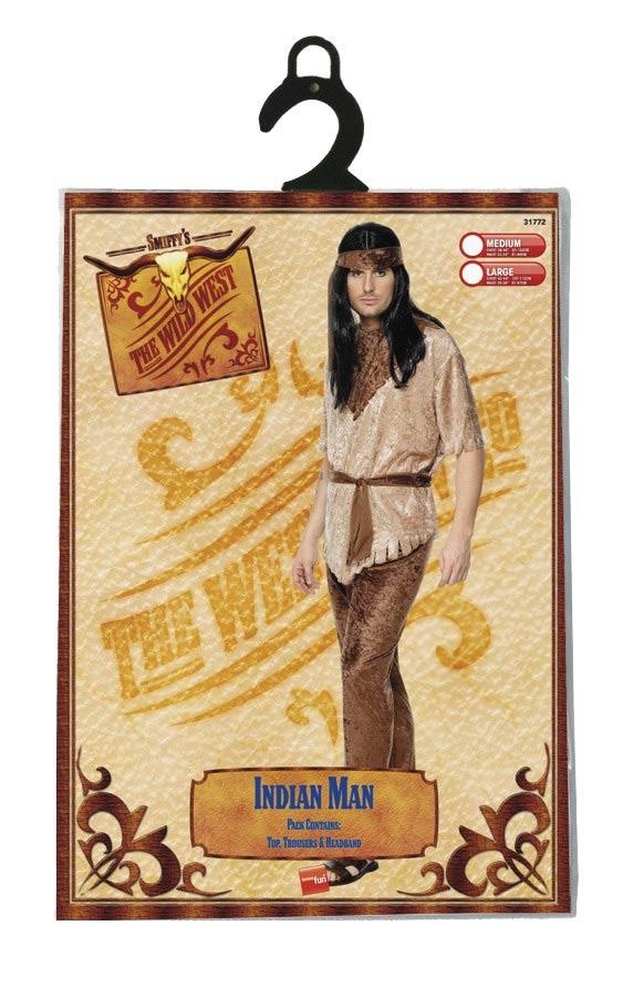 Packaging Shot of the Indian Man Fancy Dress Costume from a collection of Wild West outfits and Karnival Costumes your fancy dress specialists