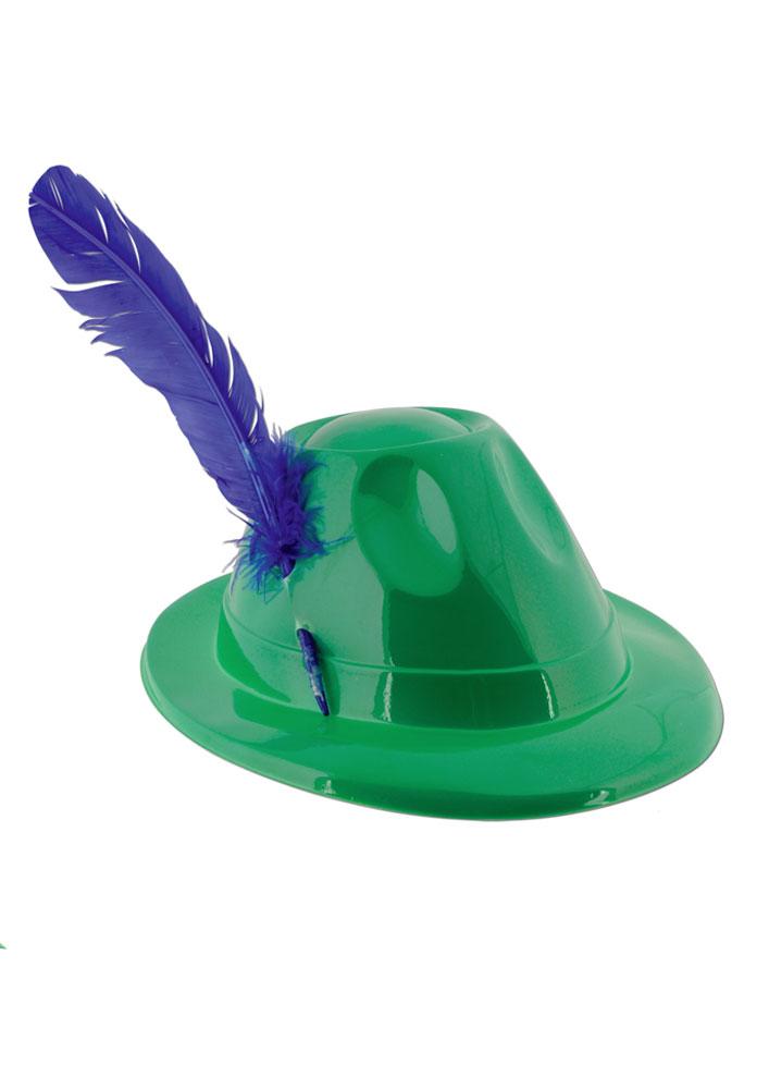 Oktoberfest Alpine Hats with Long Feather in Green with contrasting feather