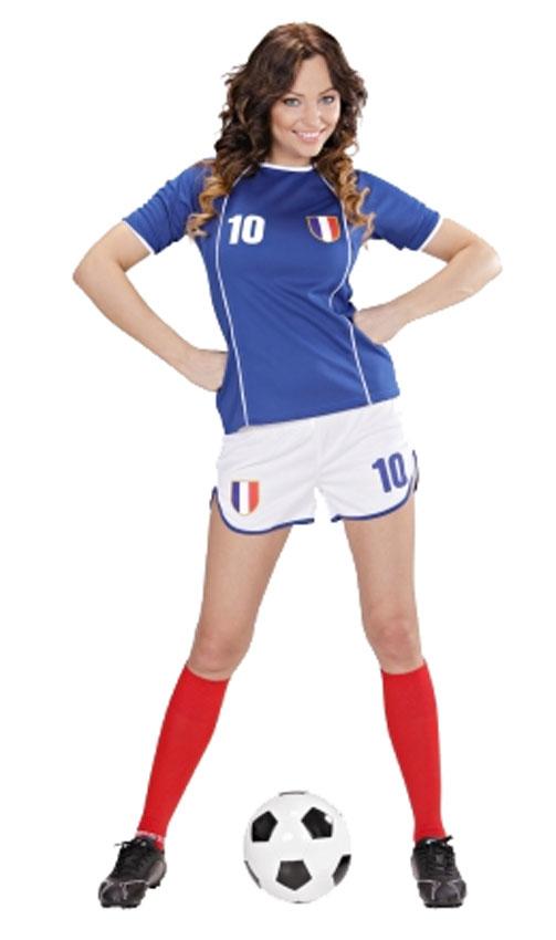 World Cup French Soccer Girl Adult Fancy Dress Costume from Karnival Costumes