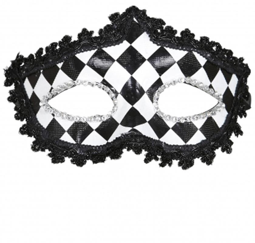 Pierrot Chequered Eyemask by Widmann 0856 available here at Karnival Costumes online party shop