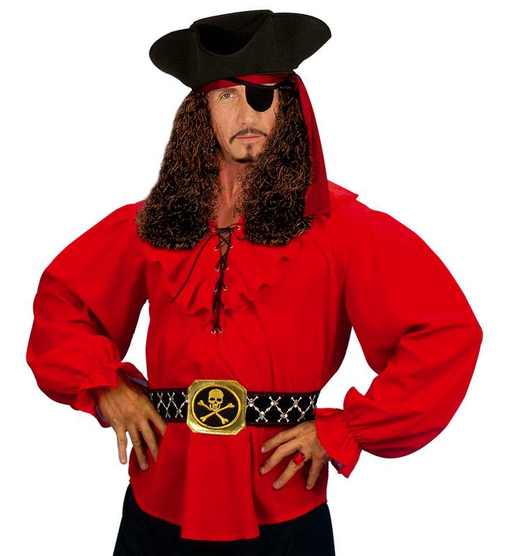 Adult Red Ruffled Pirate Shirt For Men By Widmann 4190k Karnival Costumes 6763