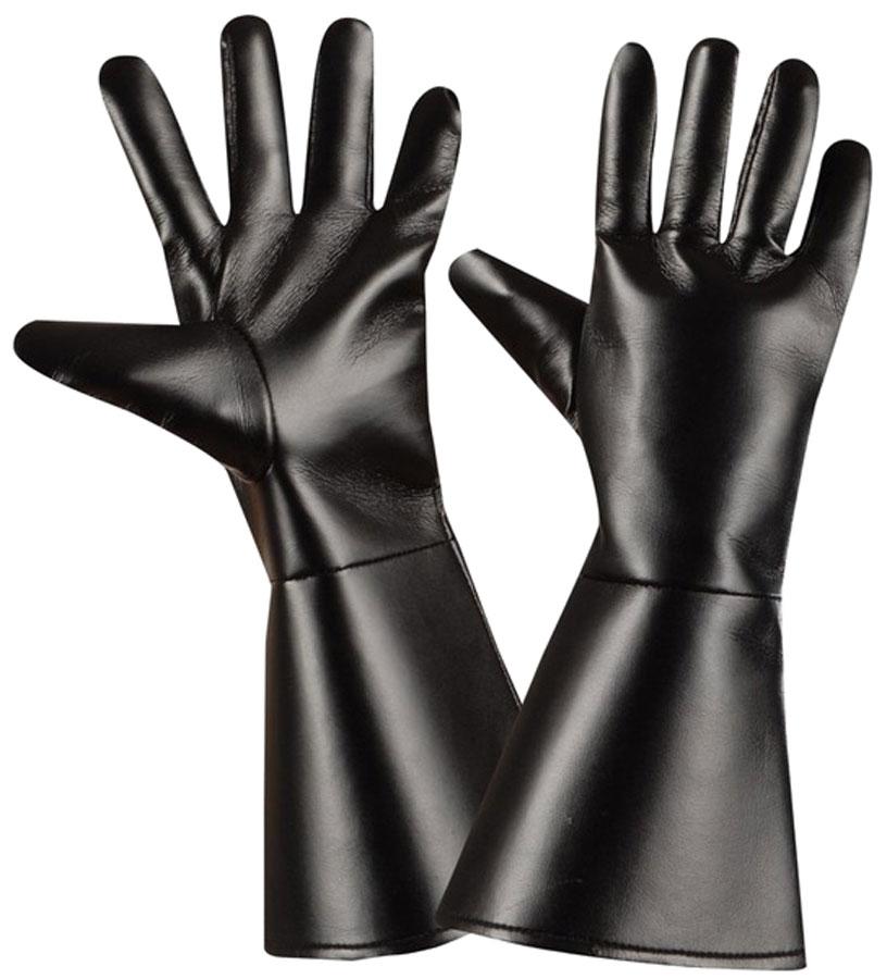 Adult Leatherlook Cowboy Gloves in Black by Widmann 8535 from Karnival Costumes