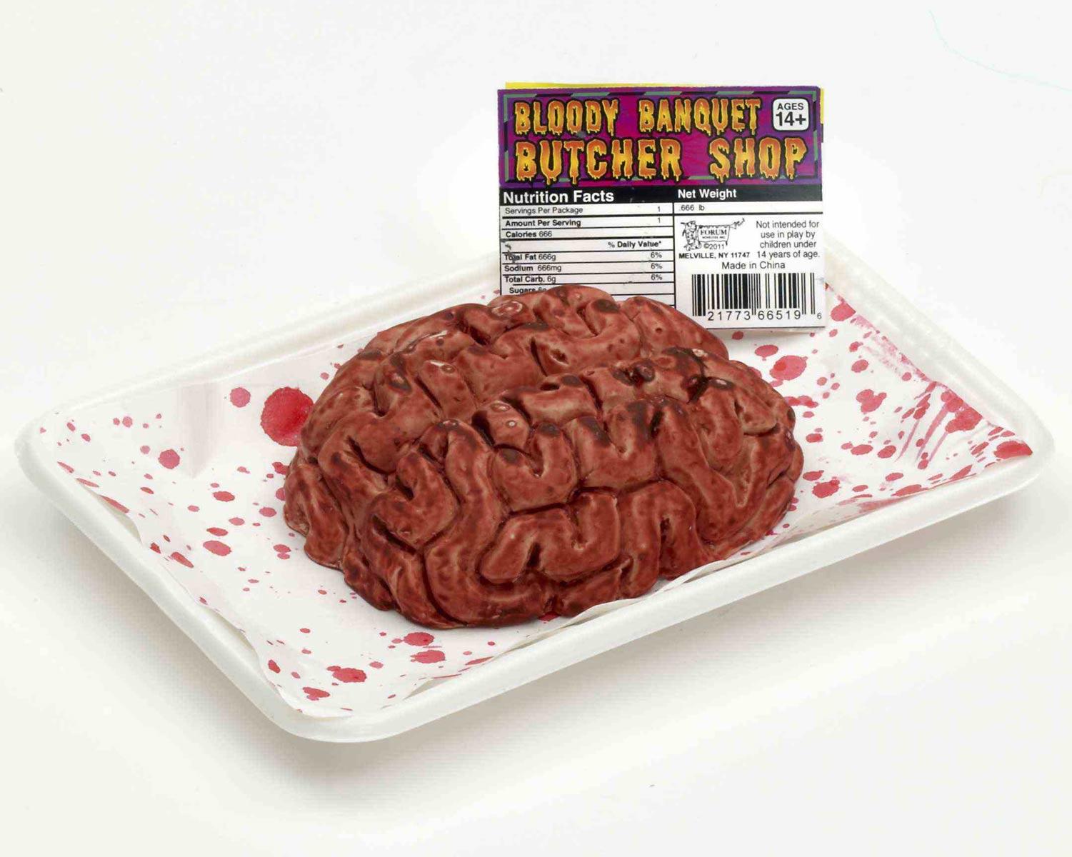 Bloody Brain Packaged on White Tray by Forum Novelties 66518 available here at Karnival Costumes online Halloween party shop