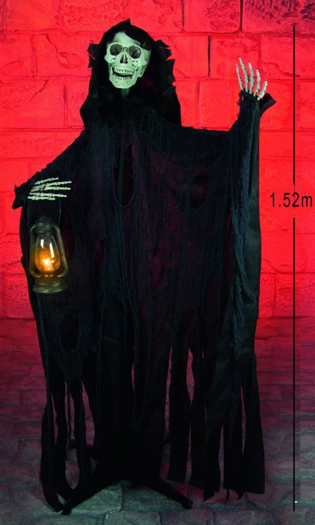 1.52m tall Standing Reaper with Light UP Lantern by Premier Decorations and available from Karnival Costumes