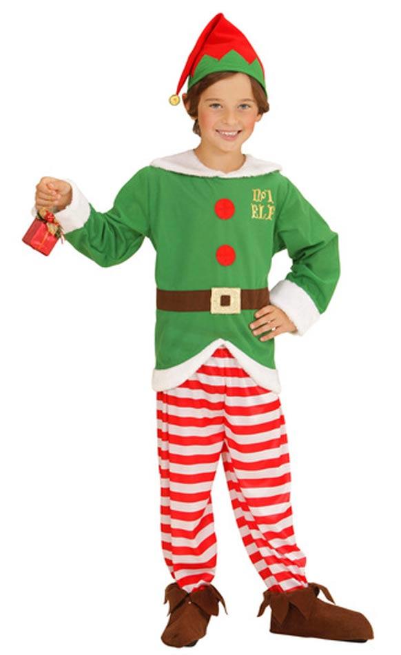 Unisex Kid's Christmas Elf in small, medium and large by Widmann 00005 available at Karnival Costumes online Christmas party shop