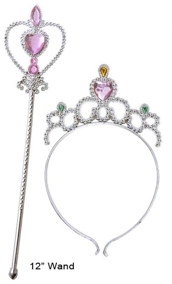 Tiara and Sceptre in Silver with Pink Gems by Widmann 1923G and available direct from Karnival Costumes
