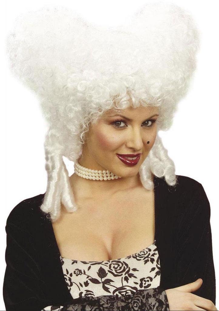 Baroque Period Costume Wig in White from a collection of period wigs and panto wigs at Karnival Costumes. Maufacturer Widmann 6323W