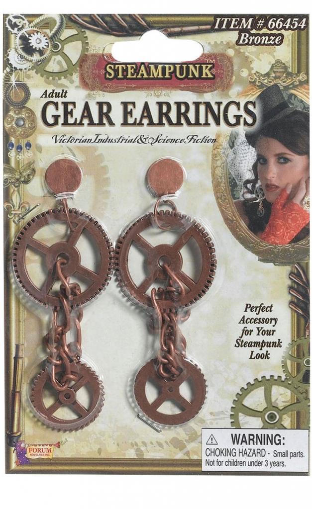 Steampunk Gear Earrings by Forum Novelties of the US item: 66454 and available in the UK from Karnival Costumes