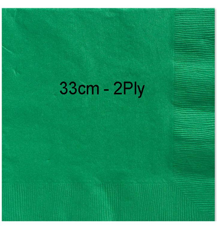 pack 50 33cm Festive Green Lunchon Napkins by Amscan 61215-03 and available from Karnival Costumes