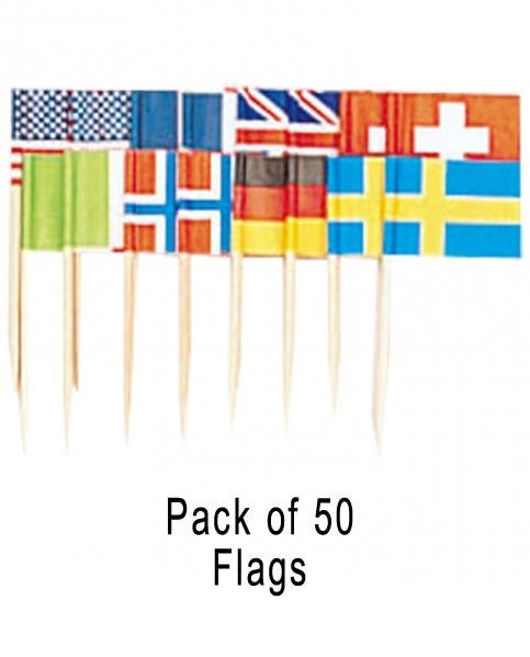 Pack of 50 International Sandwich Flags or party picks by Amscan 4580.99 and available at Karnival Costumes