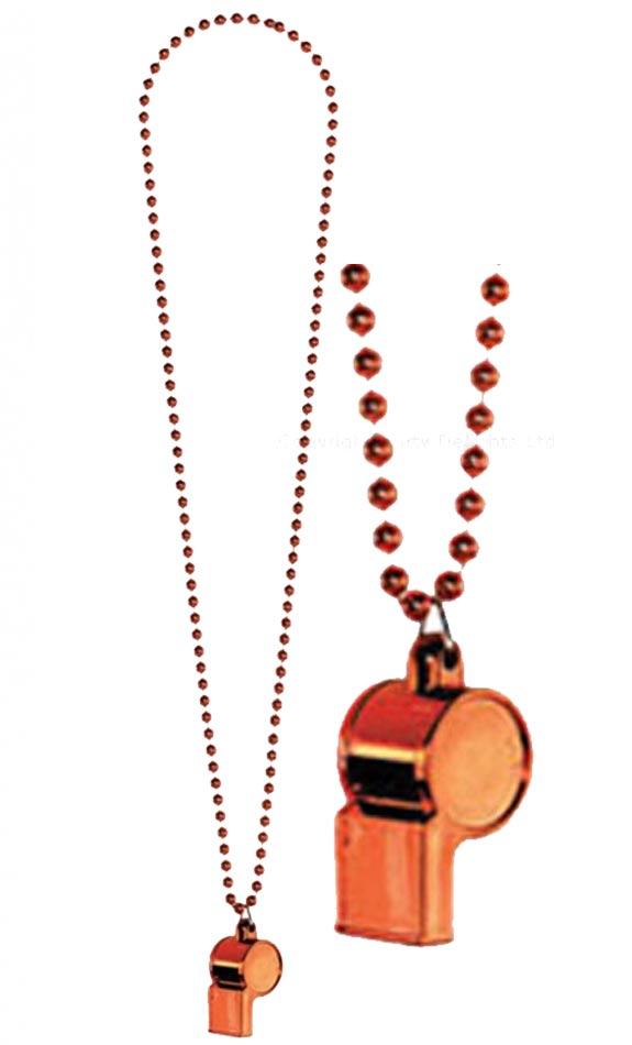 Orange Whistle on bead Chain by Amscan 399909-05 and available from Karnival Costumes online party shop