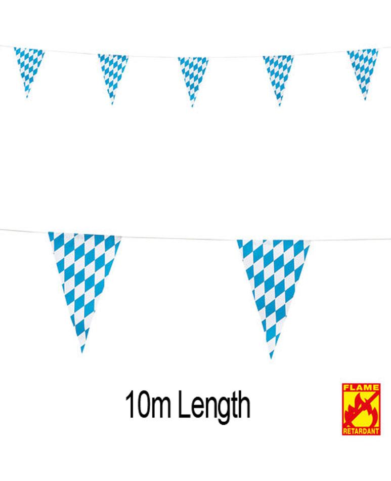 Bavaria Flag Pennant Bunting 10m flame retardant paper bunting by Widmann 05325 available from Karnival Costumes