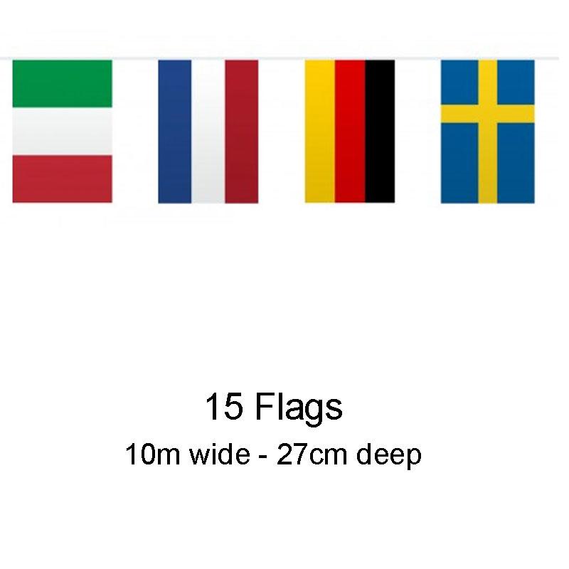 10m length of European Flag Bunting by Folat 29407 and available from Karnival Costumes online party shop