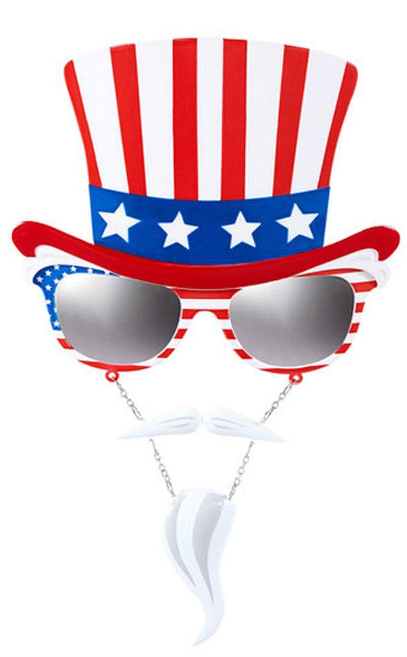 Uncle Sam Glasses with Moustache and Beard by Widmann 14407 available here at Karnival Costumes online party shop