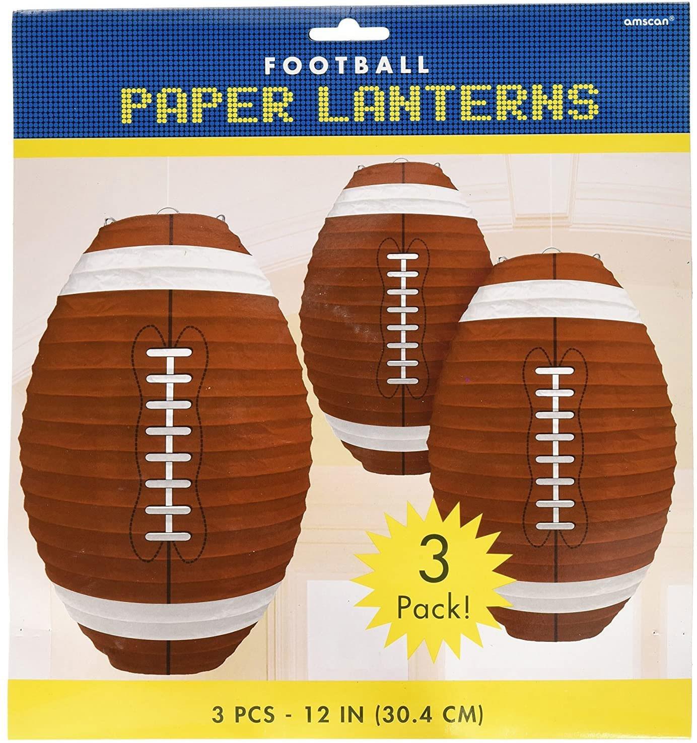 NFL American Football Paper Lanterns 3pcs by Amscan 240999 available here at Karnival Costumes online party shop