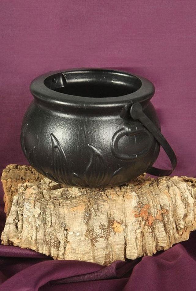 Black plastic 10cm Cauldron by Guirca 19559 ideal for witches costumes, Harry Potter or Hogwarts classrooms and Leprechauns. Available here at Karnival Costumes online party shop