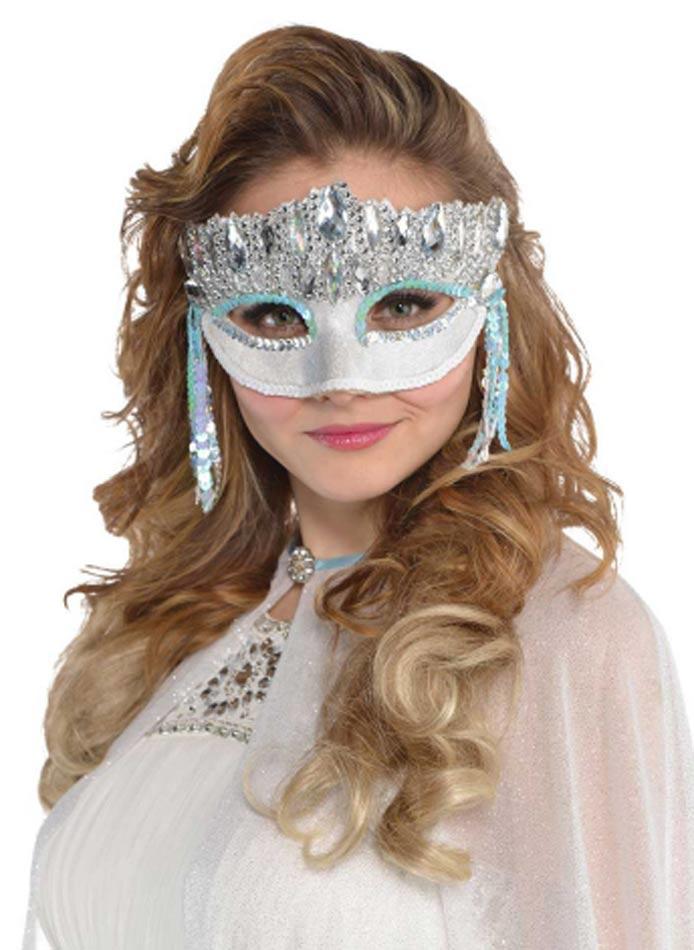 Deluxe Crystal Sparkle Ice-Queen Eye mask by Amscan 845742 - stunning - available here at Karnival Costumes online party shop