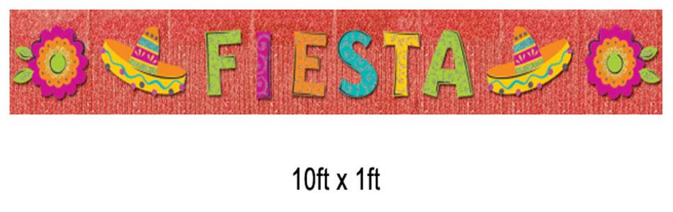 Large Mexican Fiesta Glitter Fringe Banner measuring 3m x 30cm by Amscan 128764 available from a large collection of Firsta decorations here at Karnival Costumes online party shop