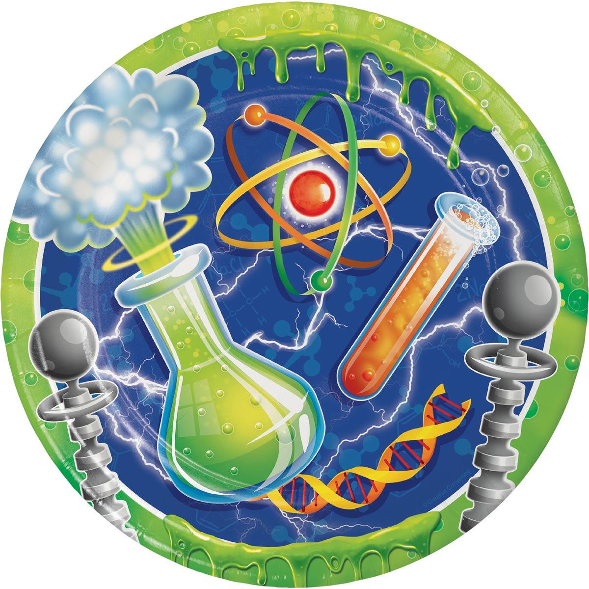 Mad Scientist 9" Dinner Paper Plates by Creative Party 317533 available here at Karnival Costumes online party shop