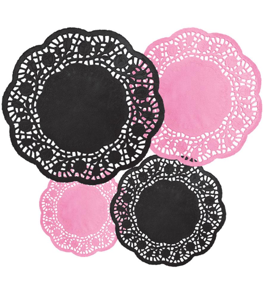 Pack of 40 A Day in Paris Dollies in 4 sizes and in black and pink by Amscan 140196 available here at Karnival Costumes online party shop