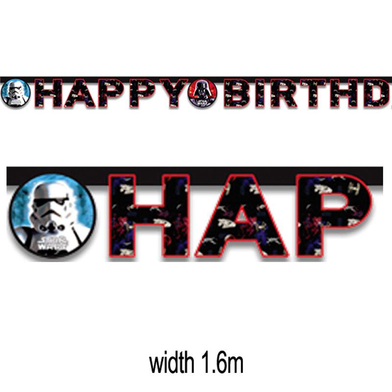 1.6m wide Star Wars 'Happy Birthday' Letter Banner by Pinoeer Party 55556 available here at Karnival Costumes online party shop