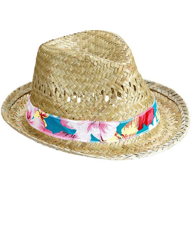 Beach Boy Straw Fedora Hat in natural straw by Widmann 14231 available here at Karnival Costumes online summer party shop