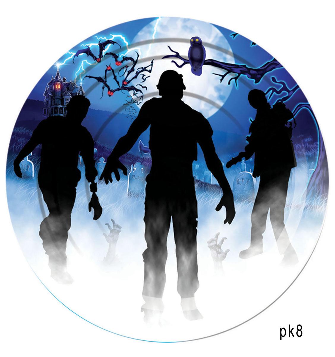 Pack of 8 Zombie Rising 9" Dinner Paper Plates by Forum Novelties 79138 available here at Karnival Costumes online Halloween party shop