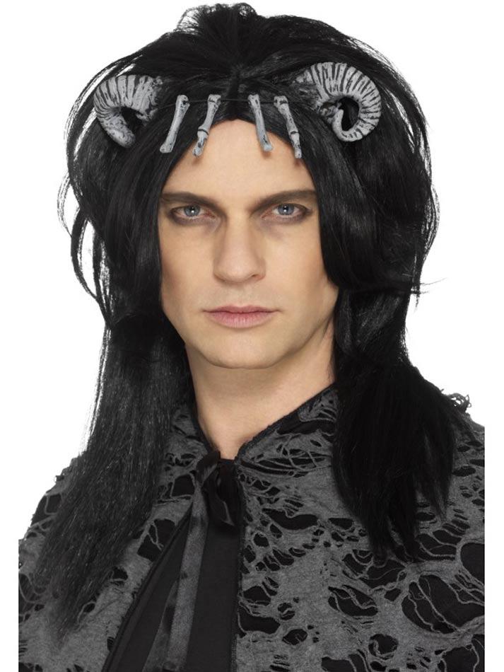 Demonic Creature Wig with Horns and Bones by Smiffys 45059 available here at Karnival Costumes online Halloween party shop