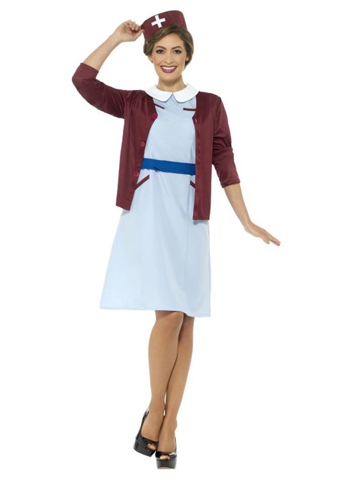 Vintage Nurse Costume for Women by Smiffy 42796 available here at Karnival Costumes online party shop