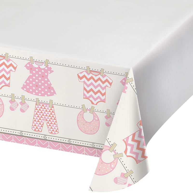 Bundle of Joy Celebrations Baby Girl Plastic Tablecover by Creative Party 331867 available in the UK here at Karnival Costumes online party shop