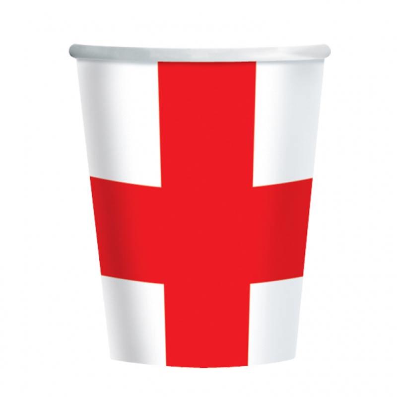 England Party Cups - 266ml 8 pcs by Amscan 990916 available here at Karnival Costumes online party shop