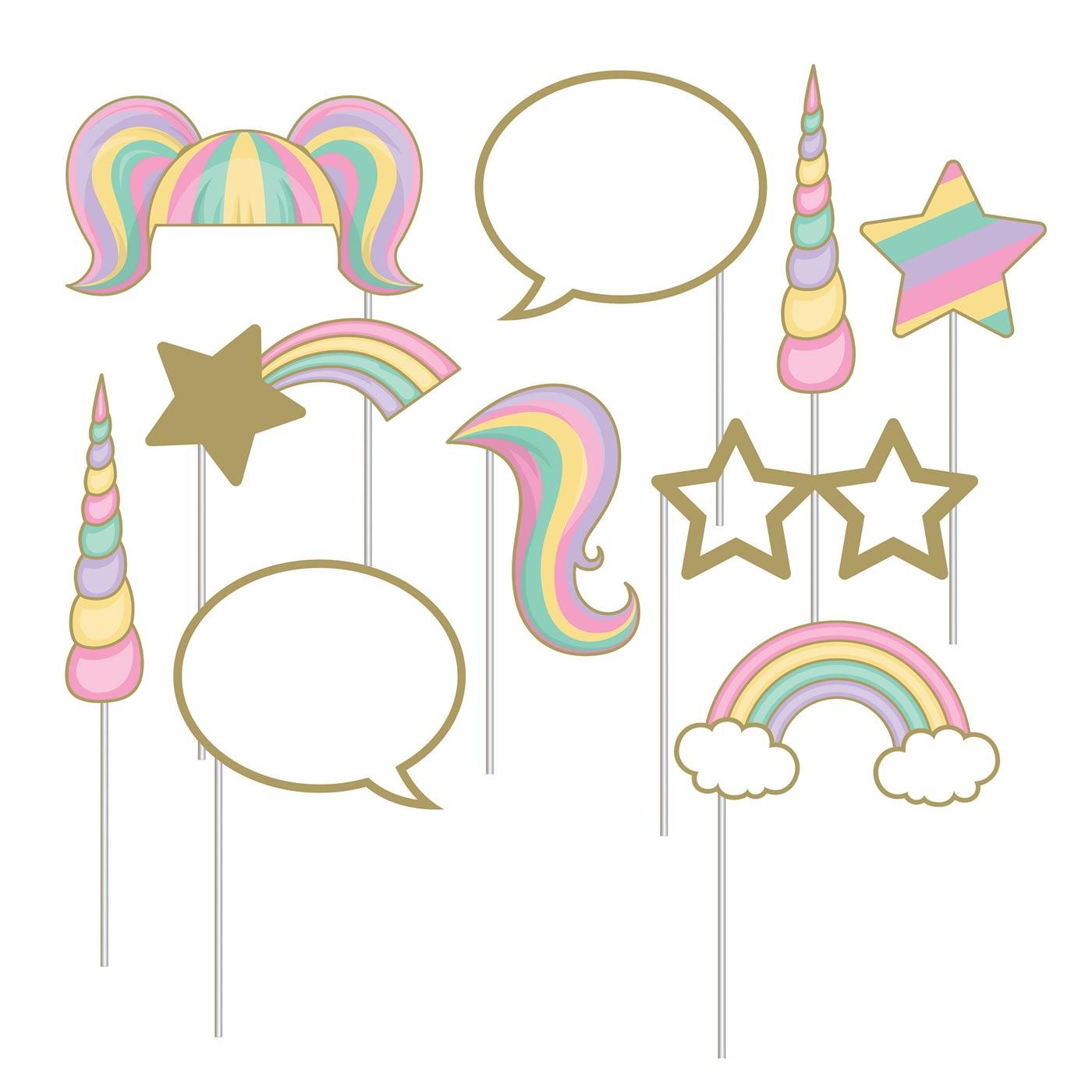 Unicorn Sparkle 10pc Photo Booth Props Kit by Creative Party 329308 available in the UK here at Karnival Costumes online party shop