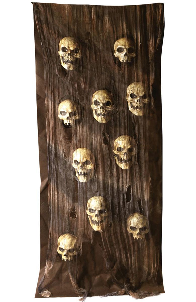 Catacomb Door Cover Cloth Hanging with 10 Skulls by SVI 5123300 / 6584 available here at Karnival Costumes online Halloween party shop