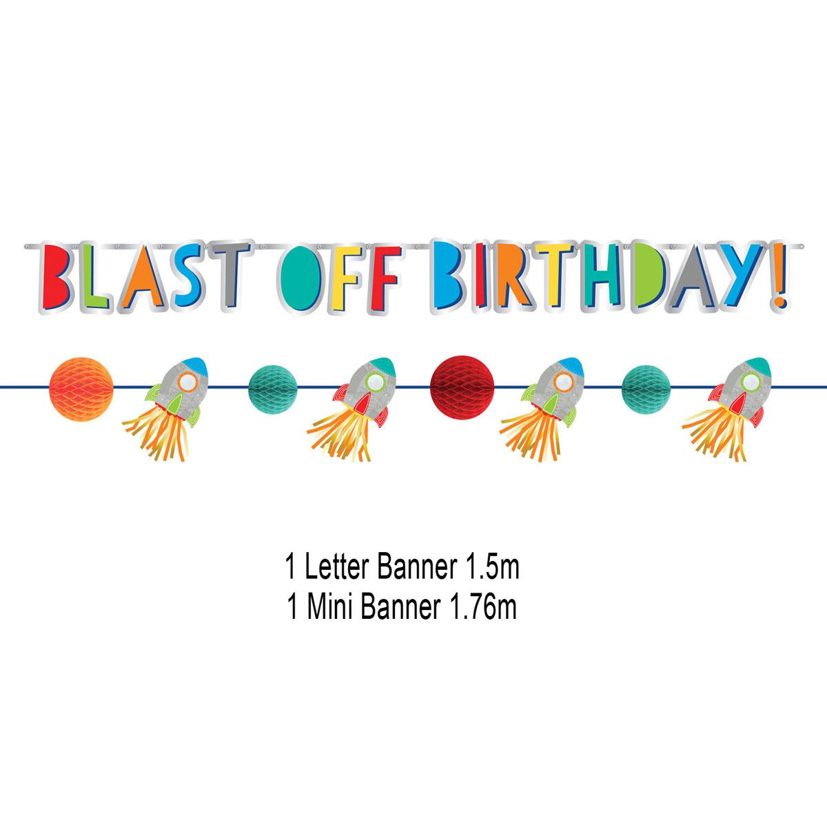 Blast Off Birthday Banner Kit by Amscan 120440 available here at Karnival Costumes online party shop