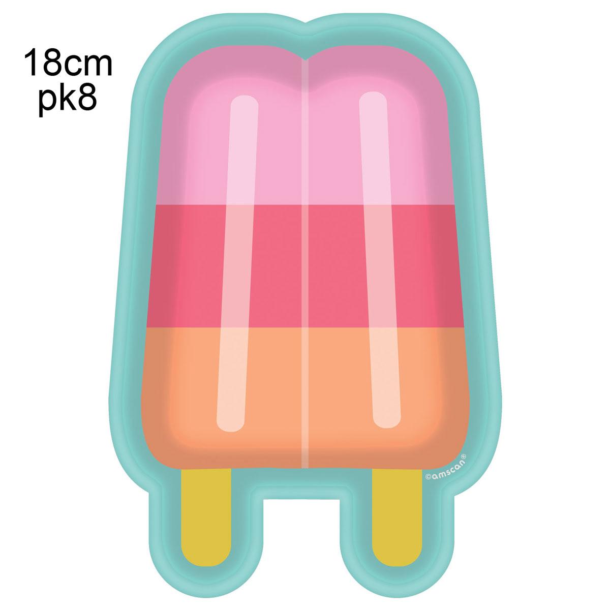 Just Chillin Popsicle Shaped Paper Plates 18cm pk8 by Amscan 432759 available here at Karnival Costumes online party shop
