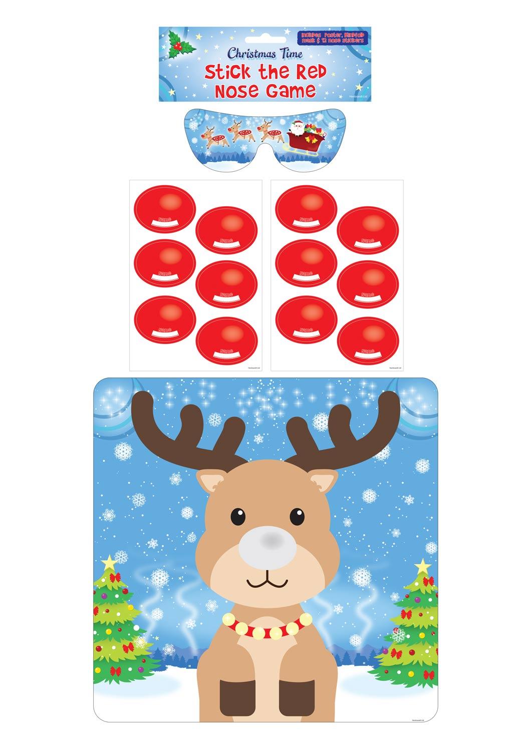 Christmas Party Game Stick the Red Nose on Rudolph by Henbrandt W51481 available here at Karnival Costumes online Christmas party shop