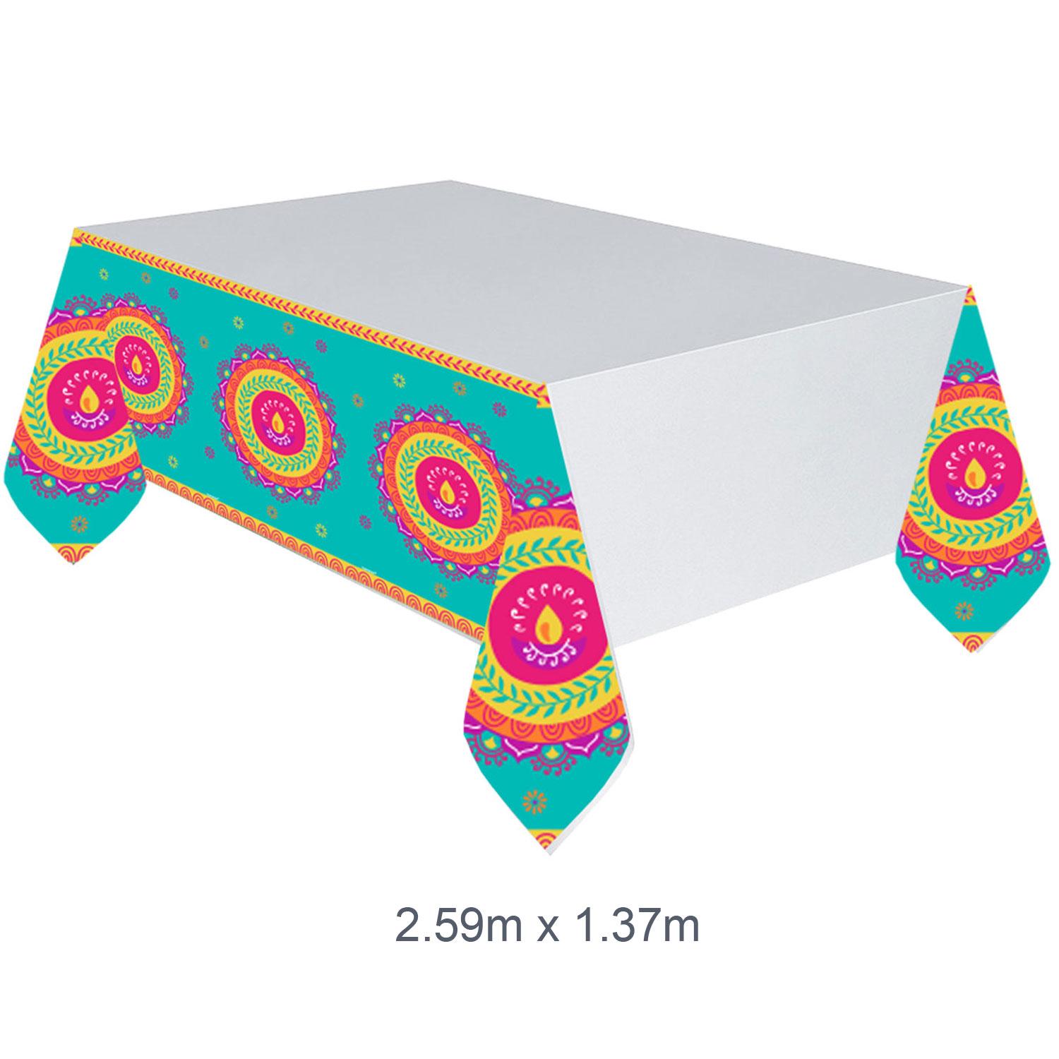 Diwali Celebrations Plastic Tablecovers 1.37m x 2.59m by Amscan 572413 available here at Karnival Costumes online party shop
